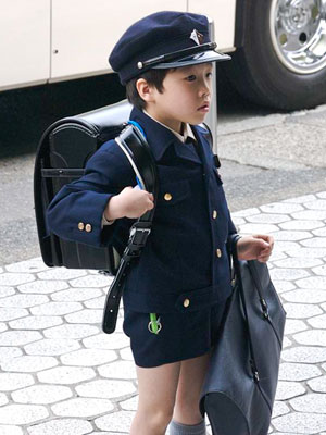 Elementary schoolboy wearing a gakuran